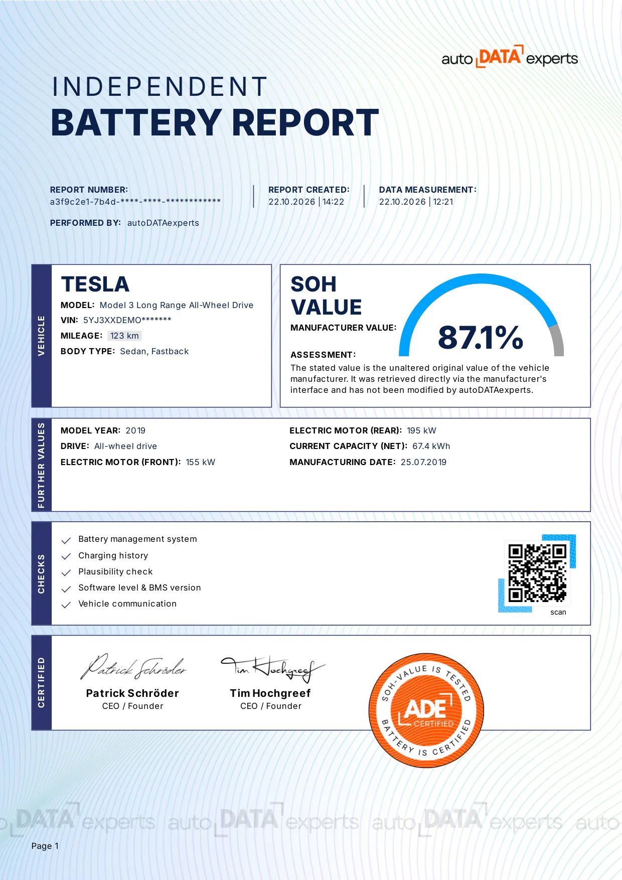 Example: independent battery report (OverTheAir)