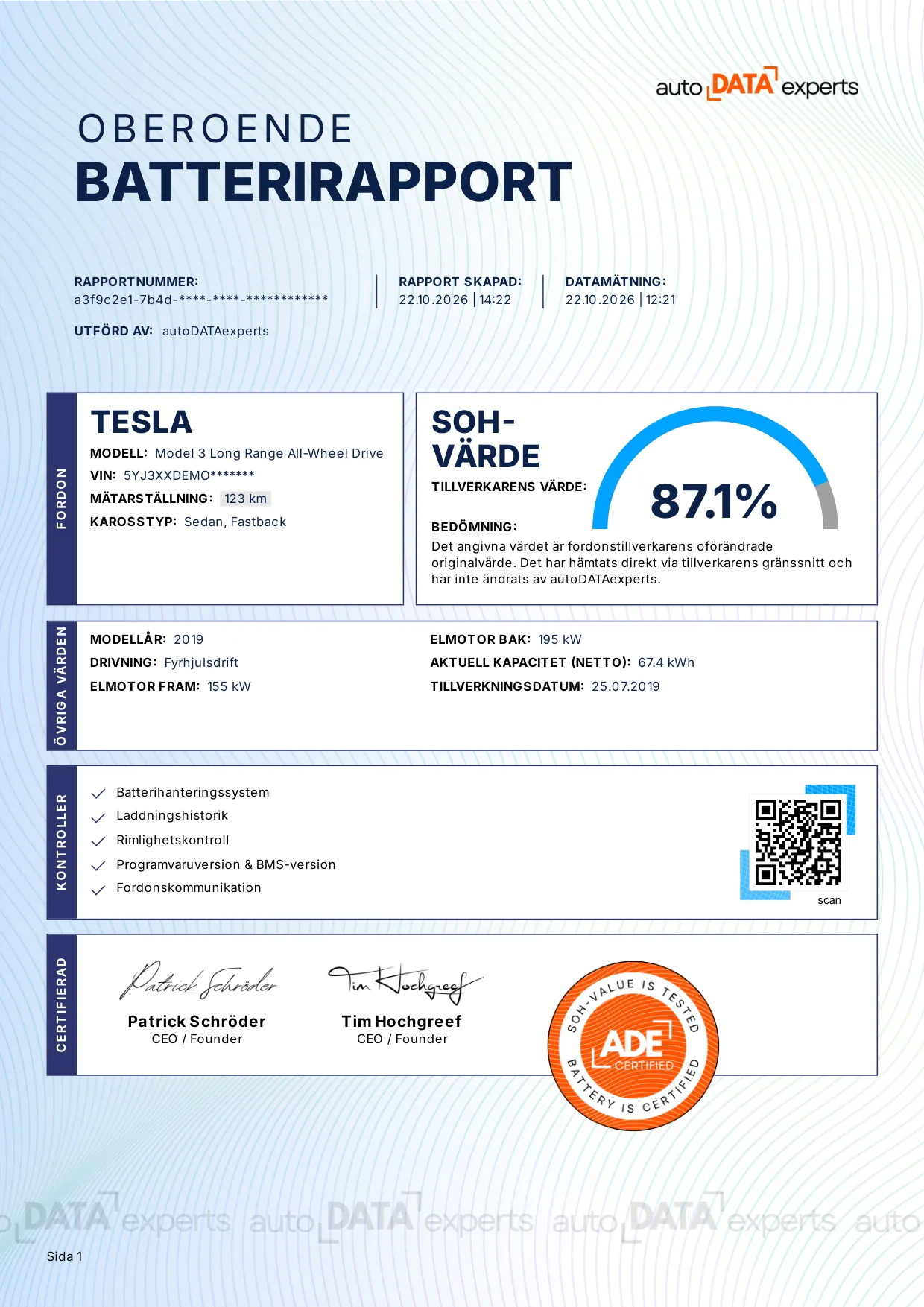 Exempel: oberoende batterirapport (OverTheAir)
