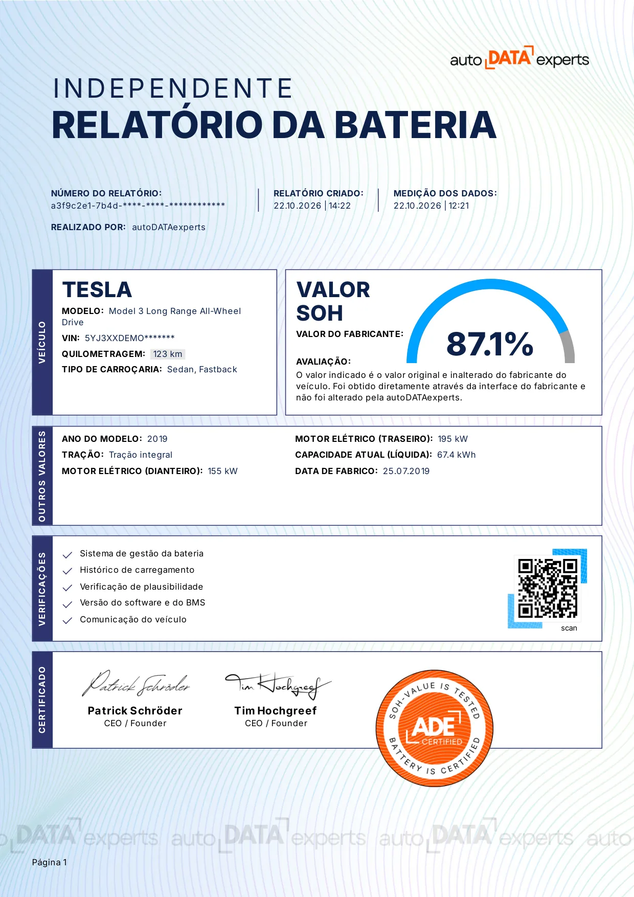 Exemplo: relatório independente de bateria (OverTheAir)